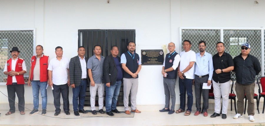 Officials and others during the inauguration of a match officiating centre at Sovima Cricket Ground, Chümoukedima on March 28. (Photo Courtesy: NCA)